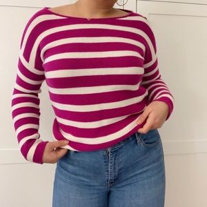 GAP Designed & Crafted Purple/White Stripe Cotton Knit Top Size XS